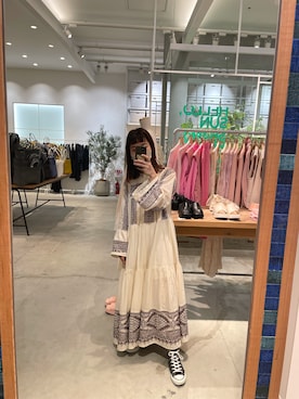 「長袖ワンピース」｜harukaさん（レディース・155cm）の春コーディネート