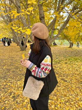 「イチョウ並木」｜harukaさん（レディース・155cm）の秋コーディネート