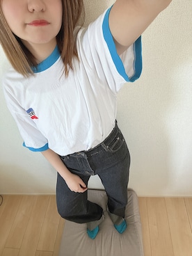 「SUGAR BISKET（シュガービスケット）のアイテム（パンツ）」を使った、ゆなさん（レディース・155cm）の春コーディネート
