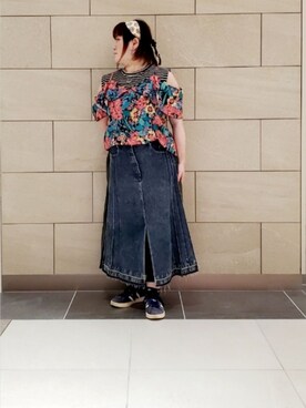 「Cepica（セピカ）のアイテム（デニムスカート）」を使った、kumiさん（レディース・150cm）の夏コーディネート