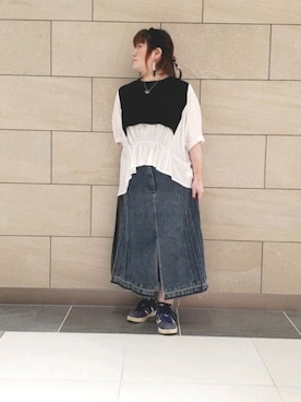 「Cepica（セピカ）のアイテム（デニムスカート）」を使った、kumiさん（レディース・150cm）の夏コーディネート