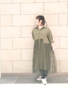 「Cepica（セピカ）のアイテム（シャツワンピース）」を使った、kumiさん（レディース・150cm）の夏コーディネート