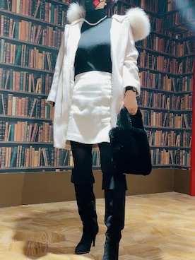 「おとなコーデ」｜「アイテム（ブーツ）」を使った、おかきょんさん（レディース・160cm）の冬コーディネート