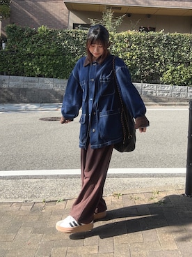 「アイテム（スウェットパンツ）」を使った、妹子さん（レディース・150cm）の秋コーディネート