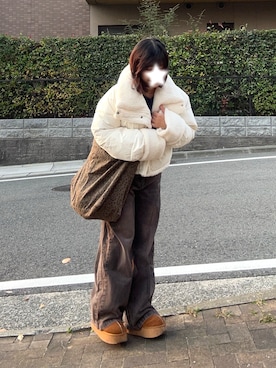 「アイテム（ダウンジャケット/コート）」を使った、妹子さん（レディース・150cm）の冬コーディネート