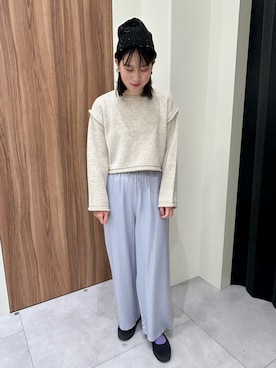 「サテンパンツ」｜「アイテム（帽子）」を使った、まるさん（レディース・164cm）の冬コーディネート