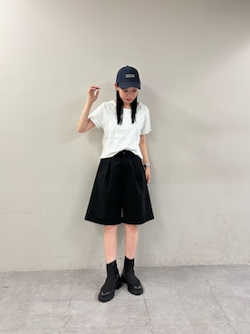「CIAOPANIC TYPY（チャオパニックティピー）のZOZO限定花柄アイレットTee（Tシャツ/カットソー、ホワイト系）」を使った、速見ちひろさん（レディース・163cm）の夏コーディネート