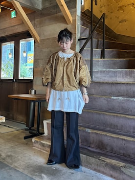 「アイテム（ブルゾン）」を使った、速見ちひろさん（レディース・163cm）の夏コーディネート