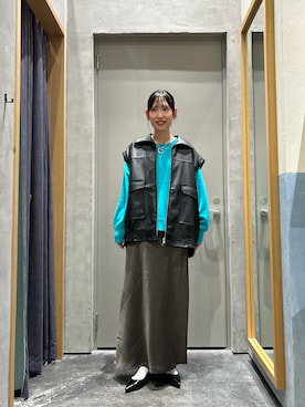 「CIAOPANIC TYPY（チャオパニックティピー）のアイテム（ライダースジャケット）」を使った、速見ちひろさん（レディース・163cm）の秋コーディネート