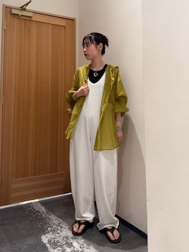 「アイテム（オールインワン・サロペット）」を使った、速見ちひろさん（レディース・163cm）の夏コーディネート