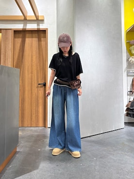 「CIAOPANIC TYPY（チャオパニックティピー）のアイテム（帽子）」を使った、速見ちひろさん（レディース・163cm）の夏コーディネート