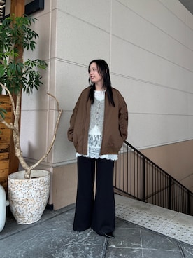 「アイテム（チュニック）」を使った、速見ちひろさん（レディース・163cm）の秋コーディネート