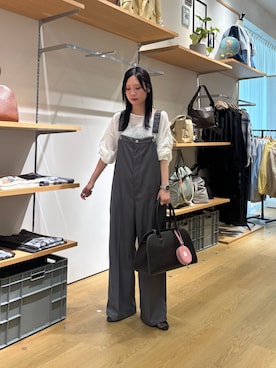 「CIAOPANIC TYPY（チャオパニックティピー）のシアーボーダーロンTee（Tシャツ/カットソー、ホワイト系）」を使った、速見ちひろさん（レディース・163cm）の春コーディネート