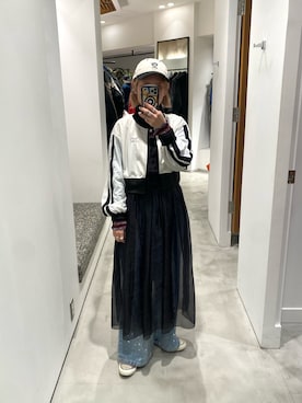 「シアーワンピース」｜「アイテム（ナイロンジャケット）」を使った、速見ちひろさん（レディース・163cm）の秋コーディネート