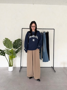 「MLB（メジャーリーグベースボール）のアイテム」を使った、速見ちひろさん（レディース・163cm）の秋コーディネート
