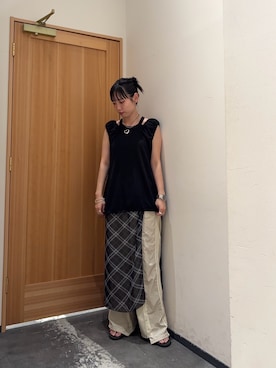 「アイテム（スウェットパンツ）」を使った、速見ちひろさん（レディース・163cm）の夏コーディネート