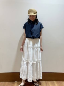 「アイテム（キャスケット）」を使った、MAEDA KANAさん（レディース・163cm）の夏コーディネート
