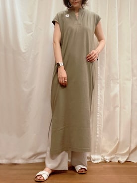 「USAコットン」｜「アイテム（ワンピース/ドレス）」を使った、MAEDA KANAさん（レディース・163cm）の夏コーディネート