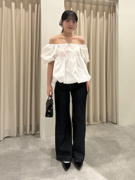 「FREE'S MART（フリーズマート）の◇[低身長サイズ・Lサイズあり]ベーシックワイドデニム[Sシリーズ]（Denim pants、ブルー系）」を使った、reeena053さん（レディース・153cm）の夏コーディネート