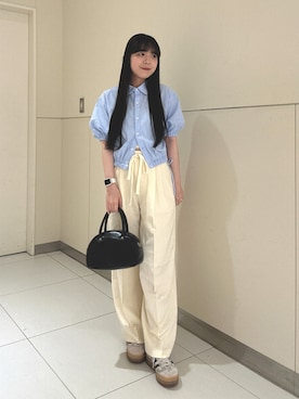 「FREE'S MART（フリーズマート）のアイテム（スラックス）」を使った、reeena053さん（レディース・153cm）の夏コーディネート