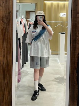 「162cm」｜「アイテム（帽子）」を使った、つぐみさん（レディース・162cm）の夏コーディネート