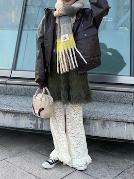 「アイテム（チュニック）」を使った、つぐみさん（レディース・162cm）の秋コーディネート