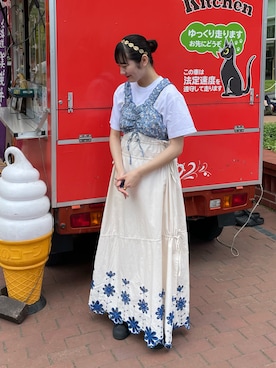 「刺繍」｜「アイテム（キャミソール）」を使った、つぐみさん（レディース・162cm）の夏コーディネート