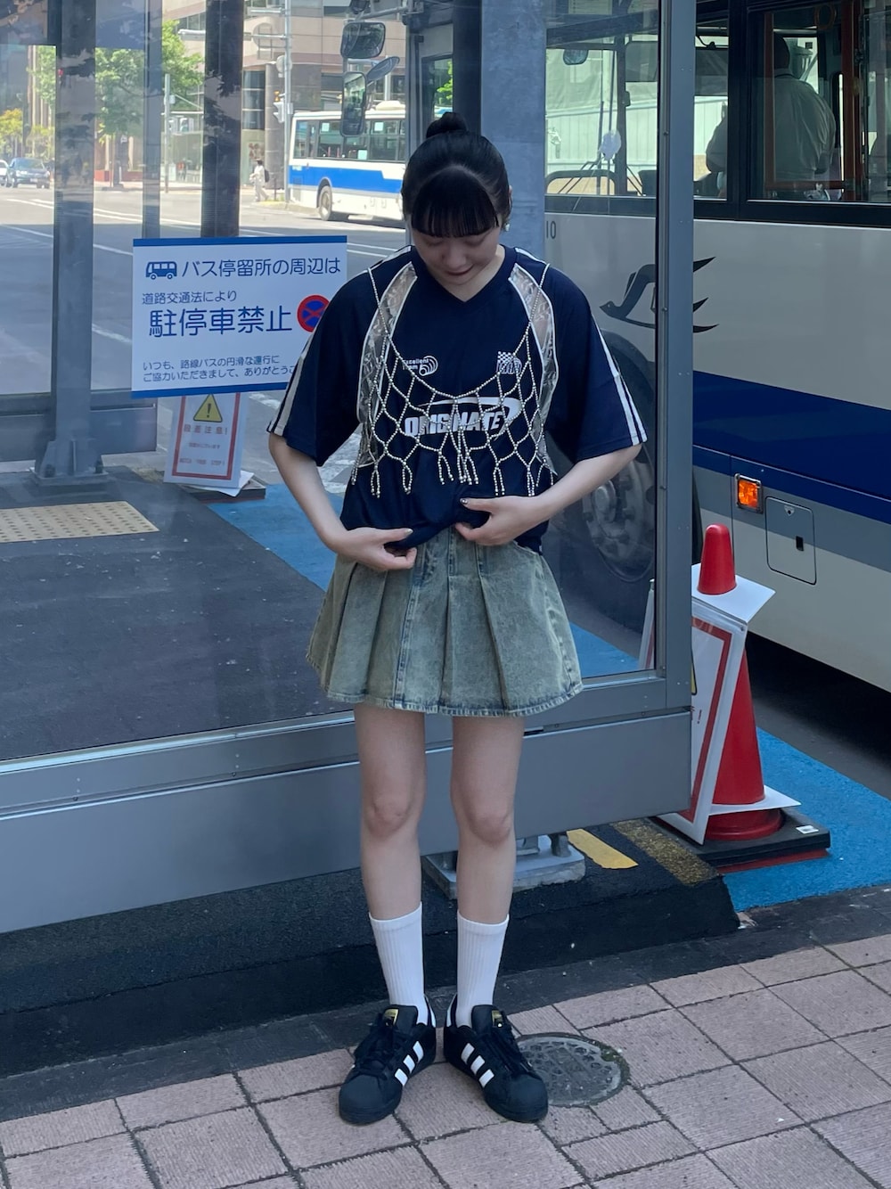 つぐみさんの「メッシュレースドッキングフットボールTee（CIAOPANIC）」を使ったコーディネートの1枚目の写真