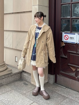 「アイテム（チュニック）」を使った、つぐみさん（レディース・162cm）の秋コーディネート