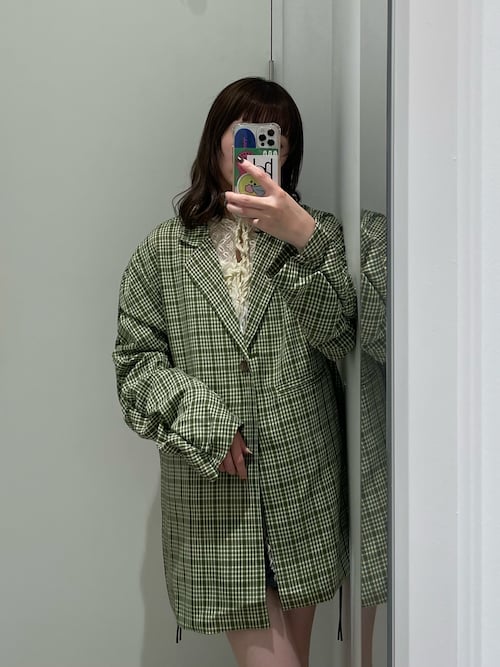 セール】袖ギャザーチェックグランパジャケット（テーラードジャケット