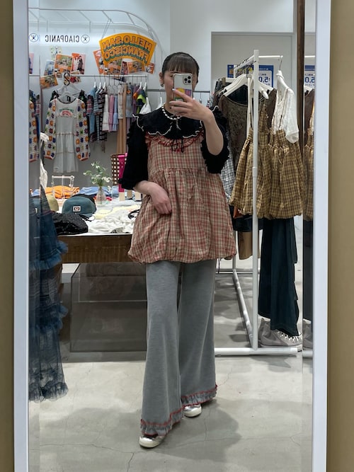 HELLO.SANFRANCISCO 配色ステッチフリルチュニック あや企画】【HELLO.SANFRANCISCO/ハローサンフランシスコ】配色