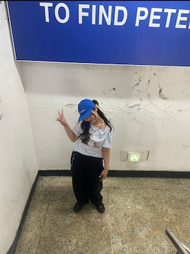 「thisisneverthat（ディスイズネバーザット）のアイテム（キャップ、ブルー系）」を使った、cnmibeさん（レディース・160cm）の夏コーディネート