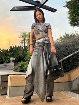 「DIESEL OSAKA」｜ABIさん（レディース・170cm）の夏コーディネート