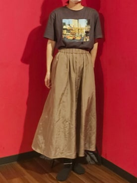 「黒Tシャツ」｜つばめさん（レディース・150cm・20代）の夏コーディネート