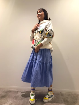 「Desigual（デシグアル）のアイテム（スウェット）」を使った、Desigual町田STAFFさん（レディース・170cm）の春コーディネート