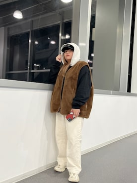 「アイテム（ベスト、ブラウン系）」を使った、yuzuhi0322さん（レディース・151cm）の冬コーディネート