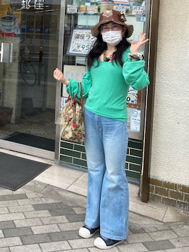 「Think Bee!（シンクビー）のアイテム（ボストンバッグ）」を使った、さんちゃんさん（レディース・153cm）の春コーディネート