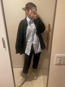 「H&M（エイチ・アンド・エム）のアイテム（シャツ/ブラウス）」を使った、MIYUさん（レディース・158cm）の秋コーディネート