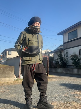 「glamb（グラム）のアイテム（ハンチング/ベレー帽）」を使った、たろじゅんさん（メンズ・168cm）の冬コーディネート