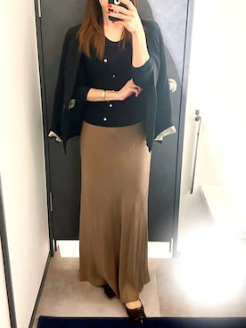 「アイテム（ノーカラージャケット）」を使った、yuriiiipさん（レディース・157cm）の秋コーディネート