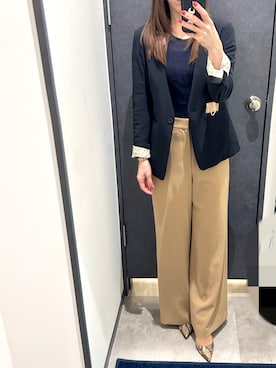 「アイテム（ノーカラージャケット）」を使った、yuriiiipさん（レディース・157cm）の秋コーディネート