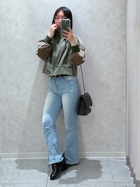 「アイテム（ナイロンジャケット）」を使った、名無さん（レディース・160cm）の秋コーディネート