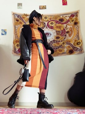 「rectangle（レクタングル）のアイテム（ショルダーバッグ）」を使った、名無さん（レディース・160cm）の秋コーディネート