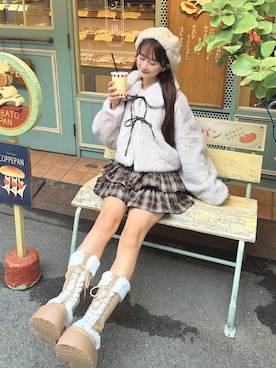 「おでかけコーデ」｜「アイテム（帽子）」を使った、あかちゃす🍎あざとお洋服さん（レディース・153cm）の秋コーディネート