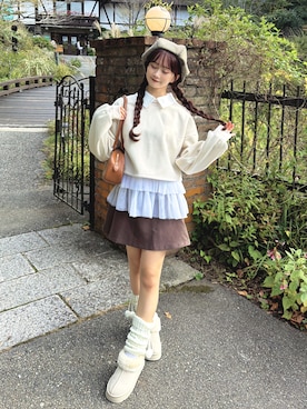 「JUNOAH（ジュノア）のアイテム」を使った、あかちゃす🍎あざとお洋服さん（レディース・153cm）の秋コーディネート
