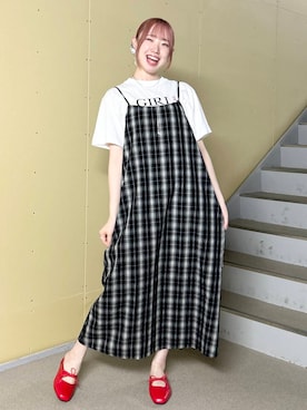 「URBAN RESEARCH DOORS（アーバンリサーチドアーズ）のスクエアトゥリボンミュール（サンダル）」を使った、ひなさん（レディース・161cm）の夏コーディネート