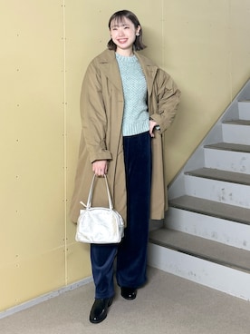 「アイテム（ボストンバッグ、シルバー系）」を使った、ひなさん（レディース・161cm）の秋コーディネート