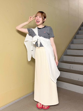 「PETIT BATEAU（プチバトー）のアイテム」を使った、ひなさん（レディース・161cm）の夏コーディネート