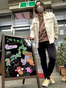 「PLST（プラステ）のアイテム（トップス）」を使った、KOHHEさん（メンズ・167cm）の春コーディネート