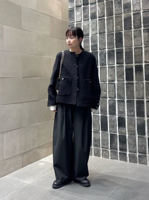 ＆ellecy ドットノーカラージャケット ドットジャガード ノーカラージャケット（ノーカラージャケット